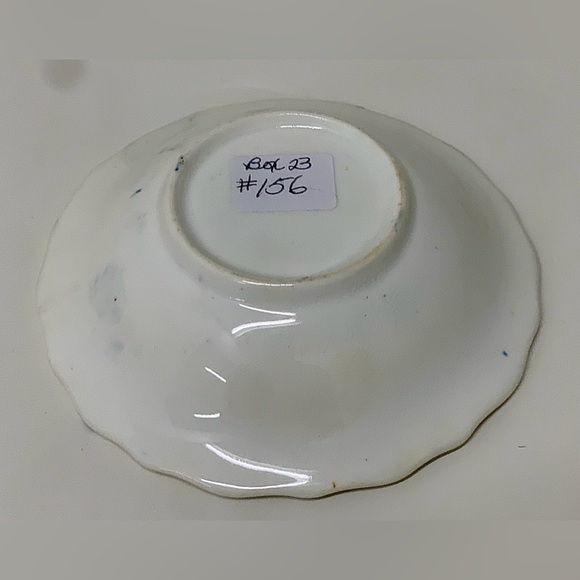 19th Century Vtg Gaudy Welsh Grape Pattern Miniature Hand Painted Scalloped Bowl - Picture 3 of 11